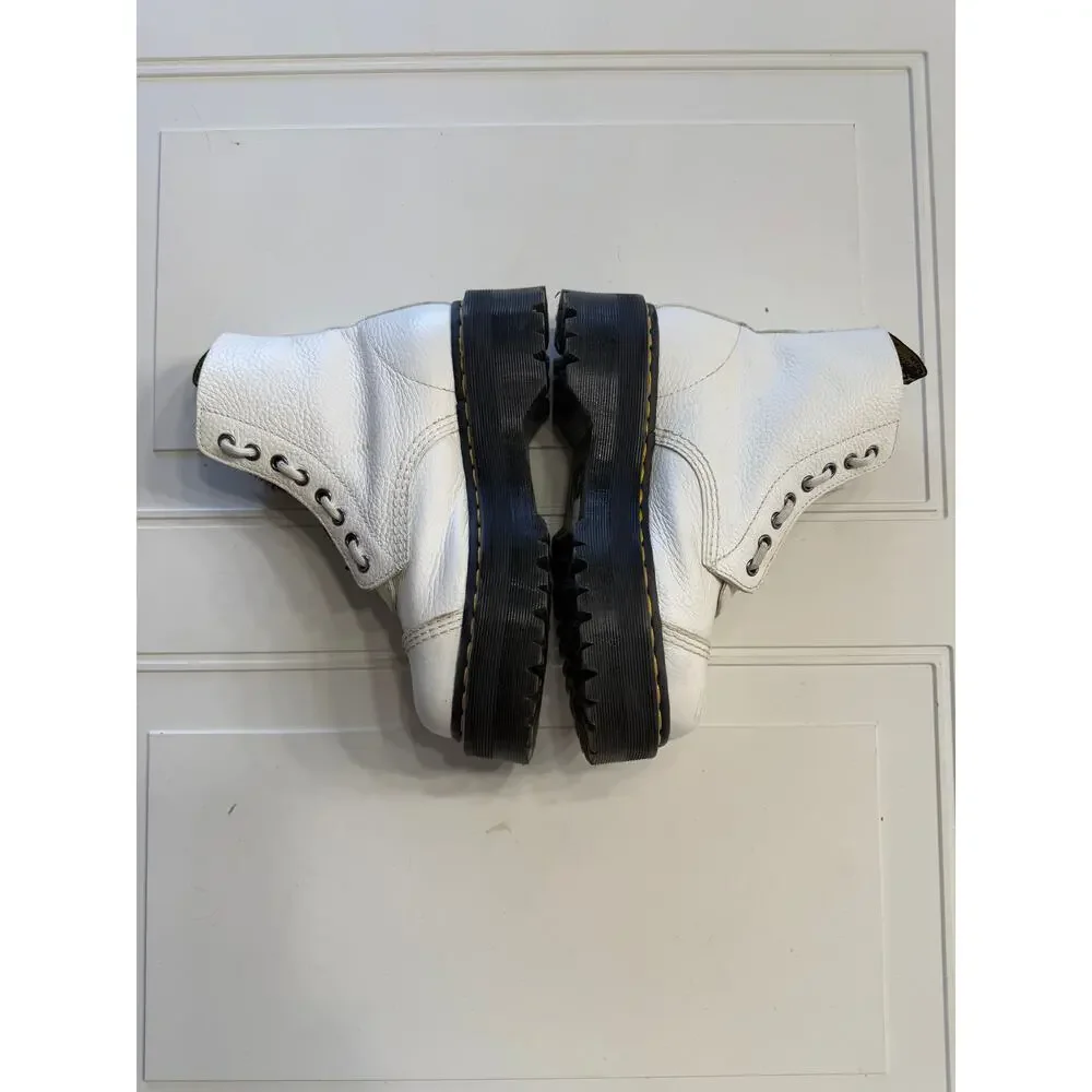 Doc Dr. Martens Womens Sz 8 White Sinclair Platform Zip Leather Boots